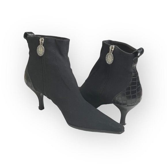 Donald Pliner ☀︎︎ Lola Kitten Heel Sock Ankle Booties ☀︎︎ Croc Embossed ☀︎︎ 7M - Picture 15 of 16